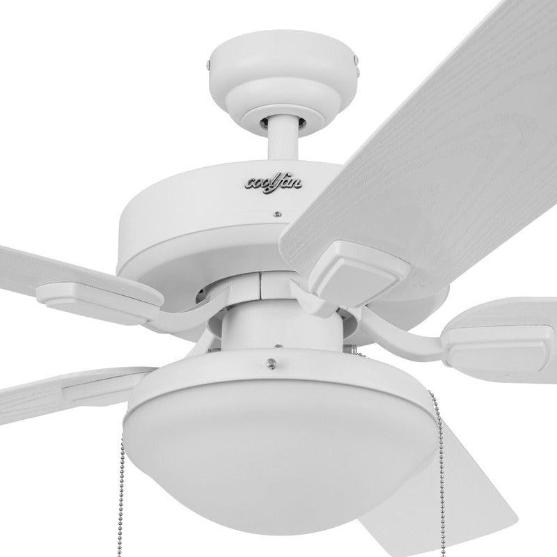 Coolfan Ventilador de Techo de 52'' con Luz y 5 Aspas con Control de Cadena Apto para Exterior, Modelo Huracán 66401 - LuzDeco