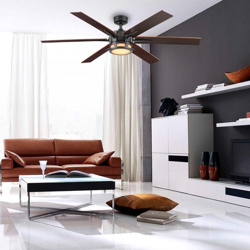 Coolfan Ventilador de Techo de 6 Aspas Reversibles de 56'' con Control Remoto, Modelo Santana 51402 - LuzDeco