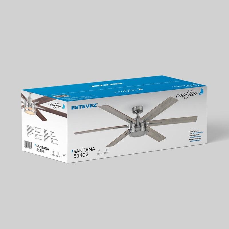 Coolfan Ventilador de Techo de 6 Aspas Reversibles de 56'' con Control Remoto, Modelo Santana 51402 - LuzDeco