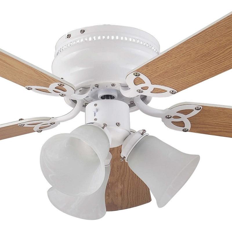 Coolfan Ventilador de Techo de Madera de 42'' con Luz y 5 Aspas Reversibles con Control de Cadena, Modelo Brisa 45201 - LuzDeco