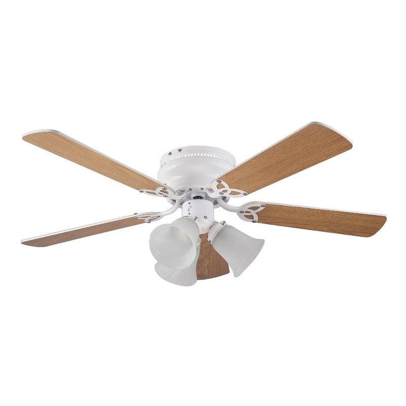 Coolfan Ventilador de Techo de Madera de 42'' con Luz y 5 Aspas Reversibles con Control de Cadena, Modelo Brisa 45201 - LuzDeco