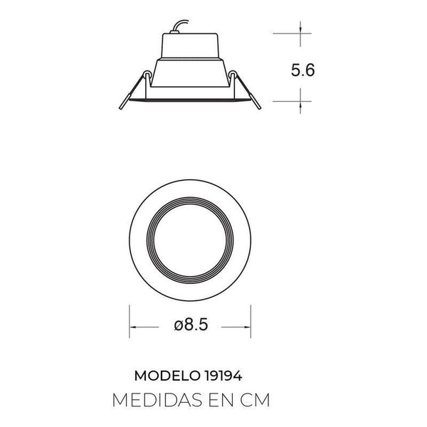Lámpara Led | 19194 | 3W | Empotrar Techo | Luz Cálida 3000K / Luz Fría 6000K - LuzDeco