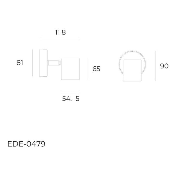 Foco LED Orientable en Riel Estevez EDE-0479-NEG - Base GU10 - Negro - Diseño Moderno - LuzDeco
