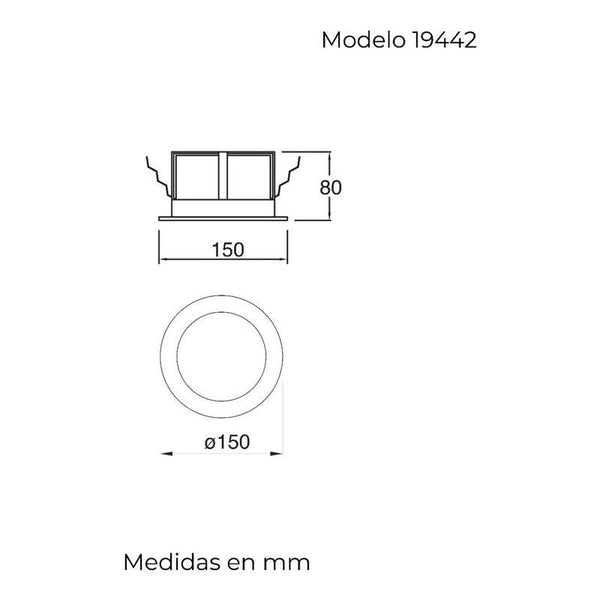 Foco LED Empotrable Techo Estevez 19442-0 - 13W - Luz Cálida 2700K - E26 - Aluminio - LuzDeco