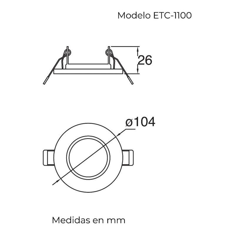 Lámpara Led | ETC-1100 | 4 pulgadas | Empotrar Techo | Entrada Foco GU5.3 Forma MR16 | Negro - LuzDeco