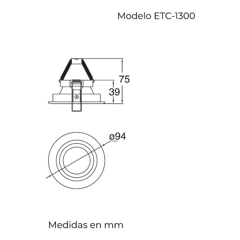 Lámpara Led | ETC-1300 | 4 pulgadas | Empotrar Techo | Entrada Foco Gu5.3 Forma MR16 | Orientable - LuzDeco