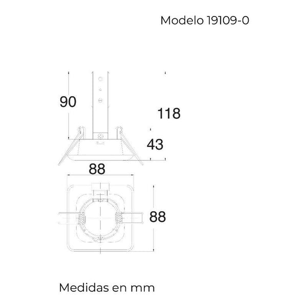 Foco LED Orientable MR16 Estevez 19109-0 - 3 pulgadas - Gu5.3/GU10 - Empotrable Techo - Aluminio - LuzDeco