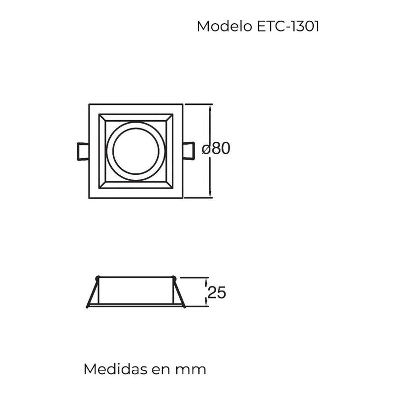 Lámpara Led | ETC-1301 | 3 pulgadas | Empotrar Techo | Entrada Foco Gu5.3 Forma MR16 | Orientable - LuzDeco