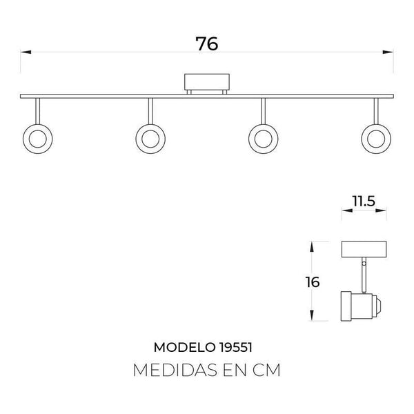 Lámpara LED | 19551 | 22W | Sobreponer Techo | Luz Cálida 3000K | Tipo Riel - LuzDeco