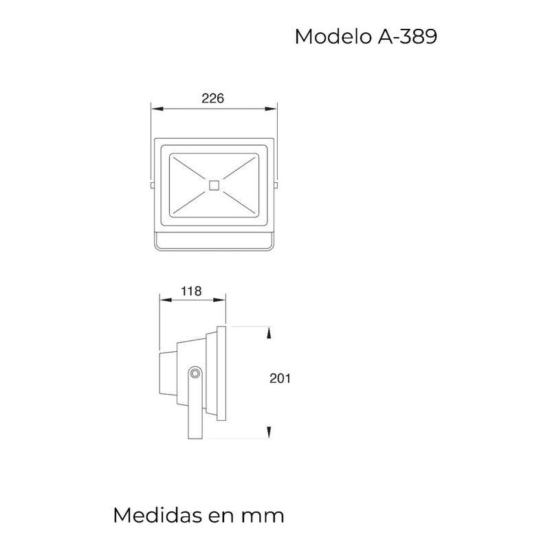 Refelctor LED | A-389 | 30W | Sobreponer Pared | Luz Cálida 3000K | Relfector LED - LuzDeco