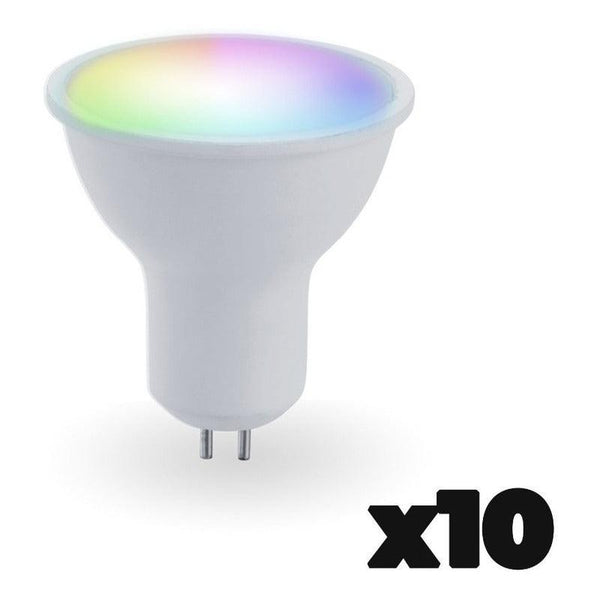 Pack de 10 Focos LED Inteligentes GU5.3 MR16 Estevez ES-E81164-05-RGB*10 - RGB, Alexa, Google Home - Control por Voz-luzdeco