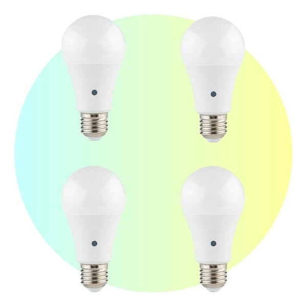 4 Focos LED | E81193 | 9W | Base Estándar E26 | Luz Cálida 2700K / Luz Fría 6500K | Fotocelda - LuzDeco