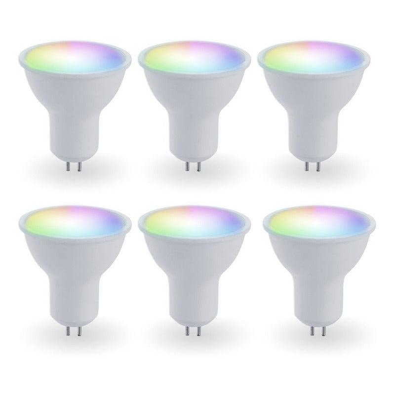 6 Focos LED | ES-E81164 | 5W | Base GU5.3 MR16 | Smart RGB | Alexa / Google Home - LuzDeco