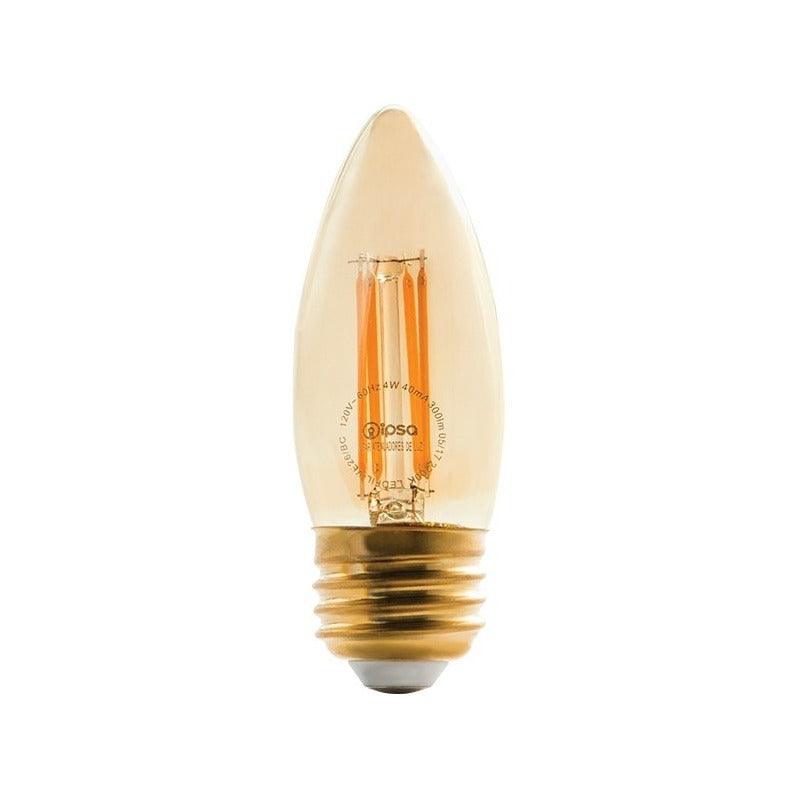Foco LED | LEDFIL-VE26 | Tipo Vela | Base Estándar E26 | Luz Cálida - LuzDeco