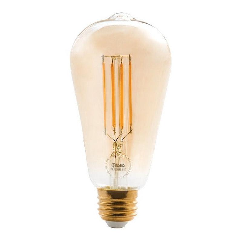 Foco LED Vintage | LEDFIL-ST64 | 7W | Base Estándar E26 | Luz Cálida 2200K - LuzDeco