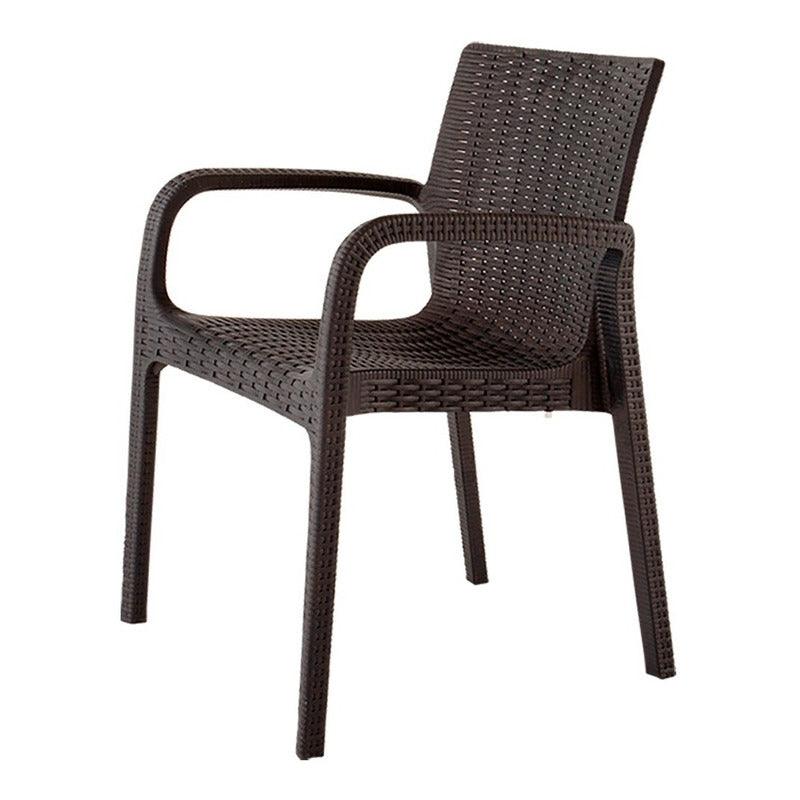 Lagoon Comedor con 4 Sillas Tipo Ratán para Exterior e Interior con Protección Solar UV, Mesa Oslo 7020 + Silla Koppla 7027 - LuzDeco