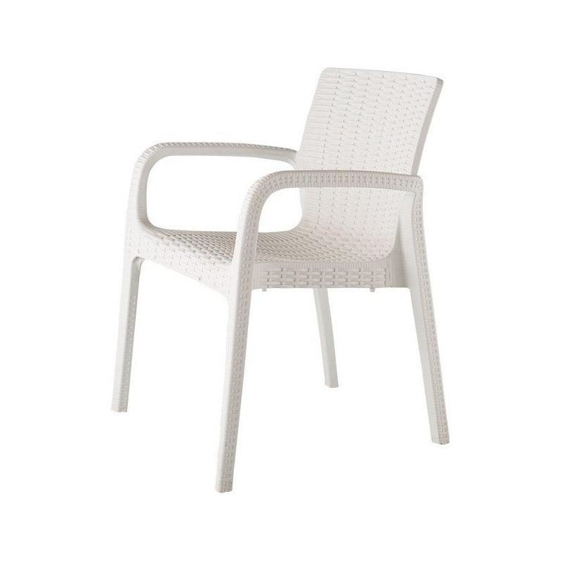 Lagoon Comedor con 4 Sillas Tipo Ratán para Exterior e Interior con Protección Solar UV, Mesa Oslo 7020 + Silla Koppla 7027 - LuzDeco