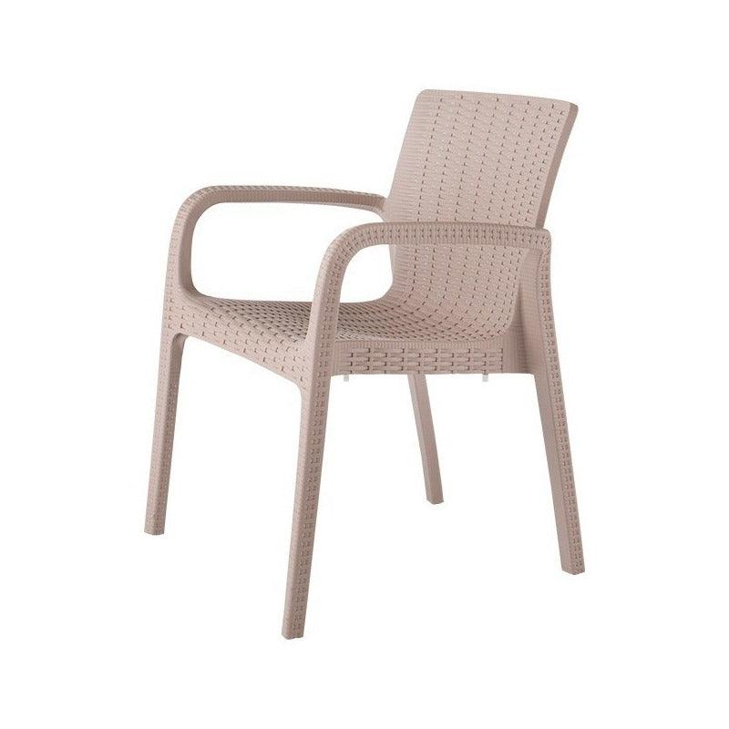 Lagoon Comedor con 4 Sillas Tipo Ratán para Exterior e Interior con Protección Solar UV, Mesa Oslo 7020 + Silla Koppla 7027 - LuzDeco