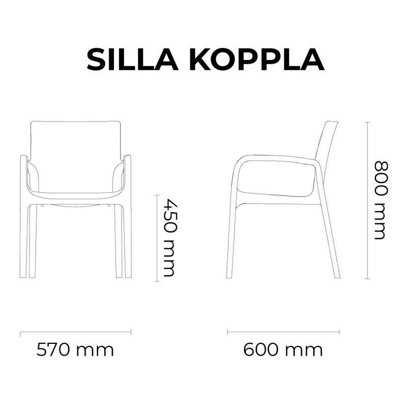 Lagoon Comedor con 4 Sillas Tipo Ratán para Exterior e Interior con Protección Solar UV, Mesa Oslo 7020 + Silla Koppla 7027 - LuzDeco