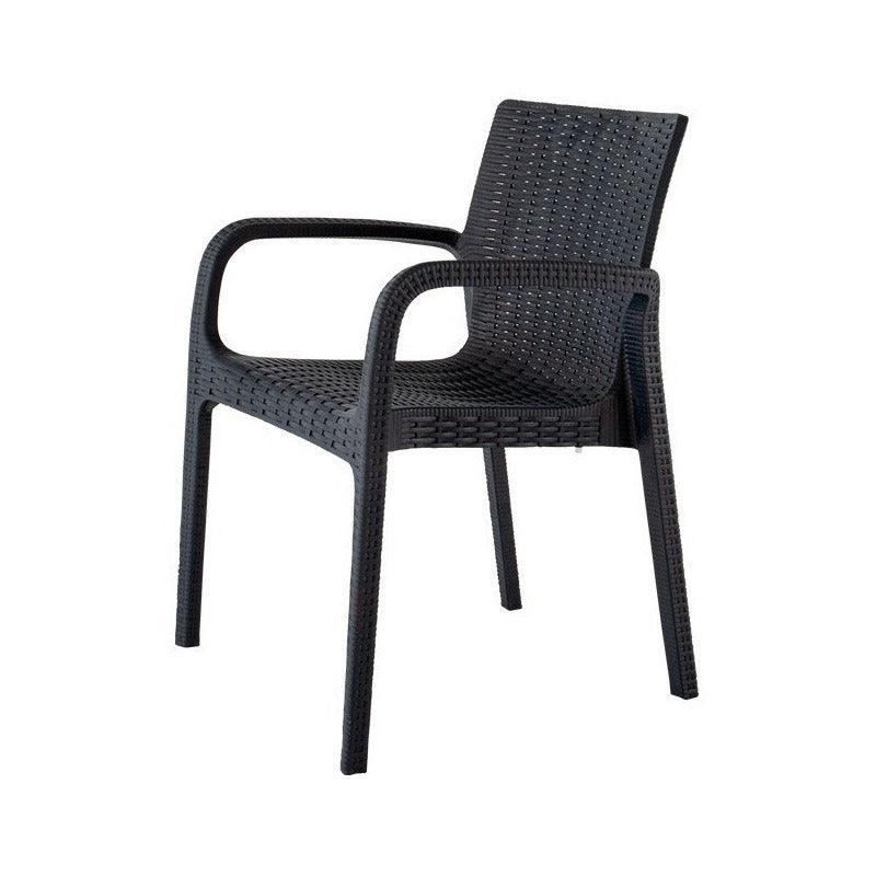 Lagoon Comedor con 4 Sillas Tipo Ratán para Exterior e Interior con Protección Solar UV, Mesa Oslo 7020 + Silla Koppla 7027 - LuzDeco