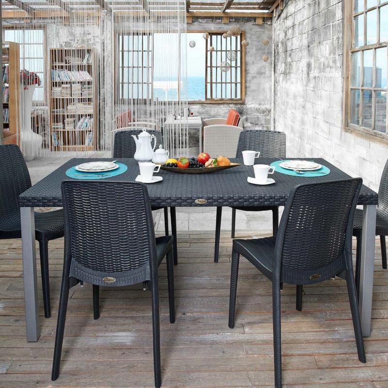 Lagoon, Silla Rue 7025, Mesa Oslo 7021, Comedor para exterior, comedor para interior, Muebles de rattan sintetico, Mobiliario de terraza, Diseño de ratan, Resistente a los rayos UV,  Muebles resistentes a los rayos UV, Muebles de mimbre