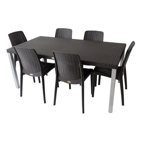 Lagoon, Silla Rue 7025, Mesa Oslo 7021, Comedor para exterior, comedor para interior, Muebles de rattan sintetico, Mobiliario de terraza, Diseño de ratan, Resistente a los rayos UV,  Muebles resistentes a los rayos UV, Muebles de mimbre