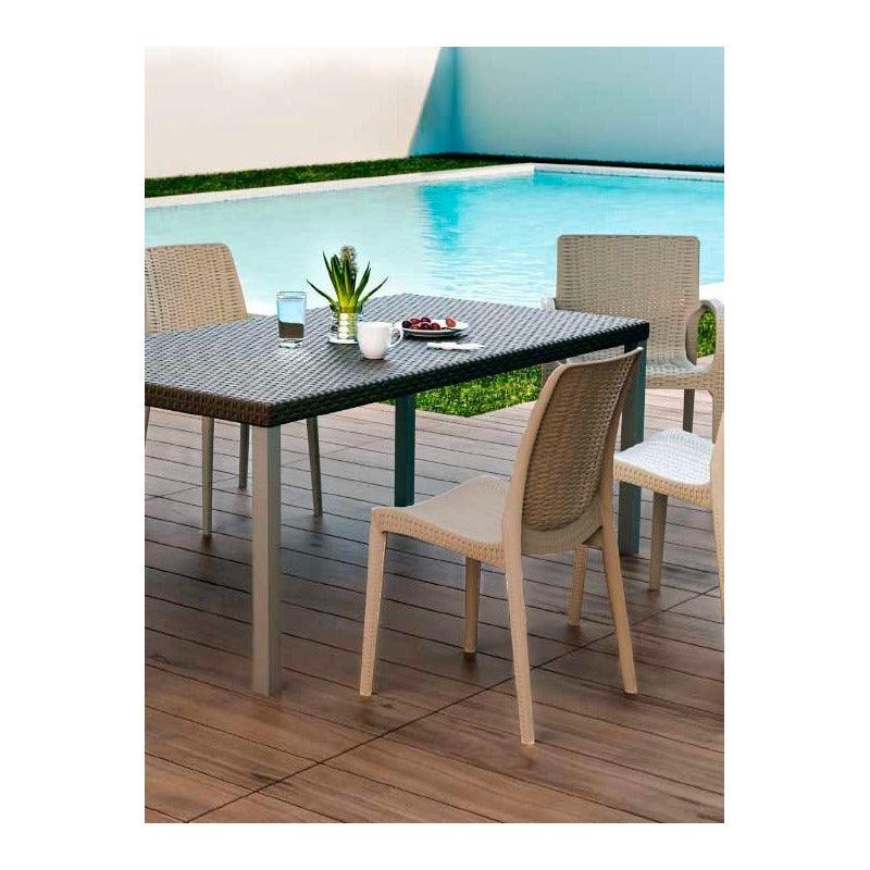 Lagoon, Silla Rue 7025, Mesa Oslo 7021, Comedor para exterior, comedor para interior, Muebles de rattan sintetico, Mobiliario de terraza, Diseño de ratan, Resistente a los rayos UV,  Muebles resistentes a los rayos UV, Muebles de mimbre