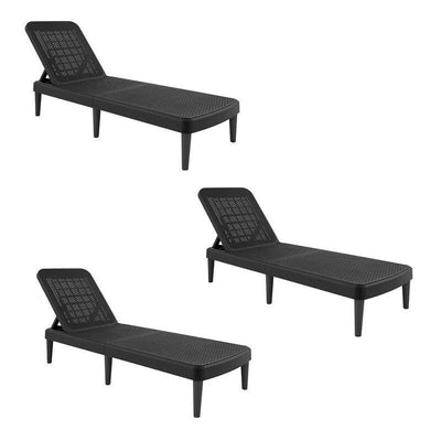 Lagoon Set de 3 Camastros Plegables Tipo Ratán Reclinables con Protección Solar UV, Modelo Tahití 7030