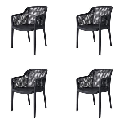 Lagoon Set de 4 Sillas de Comedor Clásicas con Descansabrazos para Exterior e Interior con Protección Solar UV, Modelo Grace 7028