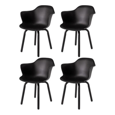 Lagoon Set de 4 Sillas de Comedor Modernas con Descansabrazos para Interior y Exterior con Patas de Acero, Modelo Penguin 7067F