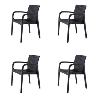 Lagoon Set de 4 Sillas de Comedor Tipo Ratán para Exterior e Interior con Protección Solar UV, Modelo Koppla 7027