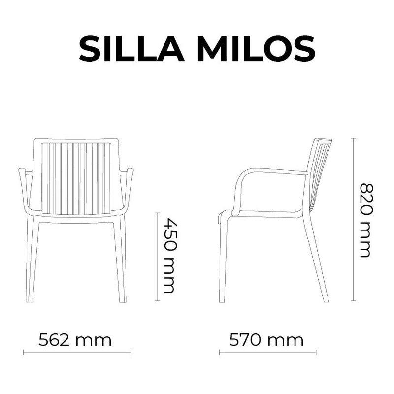 Lagoon, Silla Milos 7203, Silla de comedor, Silla con descansabrazos, silla de comedor para exterior, silla de comedor para interior, Muebles de interior, Mobiliario de terraza, Sillas para terraza, Resistente a los rayos UV,  Muebles resistentes a los rayos UV, Muebles de exterior