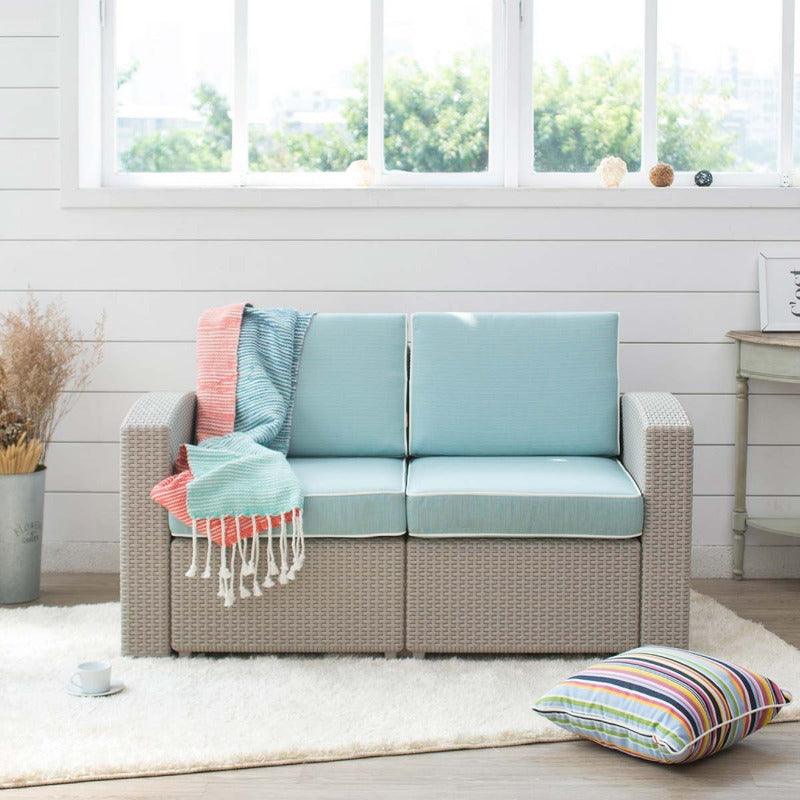 Lagoon, Magnolia 7023LC, Sillón doble, Love seat de rattan, Sillón para exterior, Love seat apto para exterior, Sillón de jardín, Rattan sintético, Cojines resistentes a la intemperie, Mobiliario de terraza, Estilo contemporáneo, Comodidad exterior