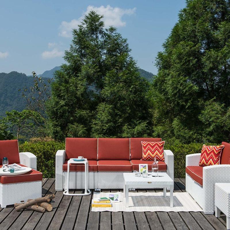 Lagoon Sillón / Sofá Triple Tipo Rattan, Protección UV, Apto para Exterior, Modelo Magnolia 7023SF - LuzDeco