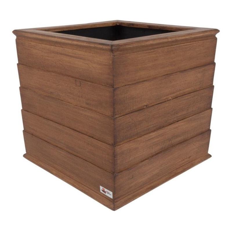 Maceta | FI002-44 | 79L | Cuadrada | Fibra de vidrio | Madera - LuzDeco
