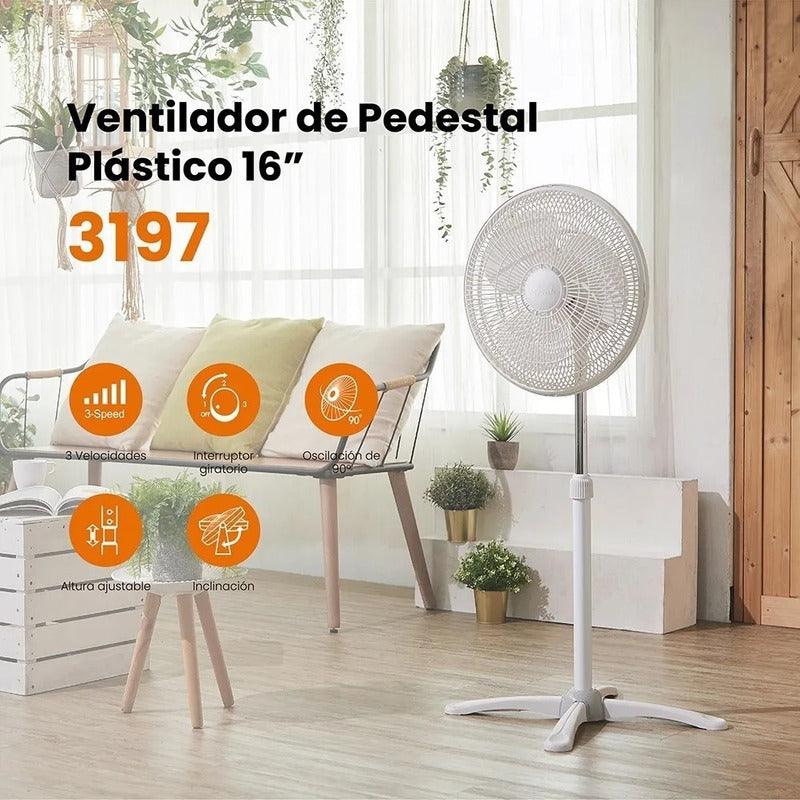 Mytek 3197 Ventilador de Pedestal de 16 Pulgadas Oscilación de 90° - LuzDeco