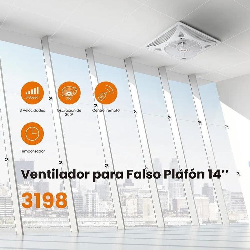 Mytek 3198 Ventilador de Techo de 14 Pulgadas Faslo Plafón Rotación 360° Control Remoto - LuzDeco