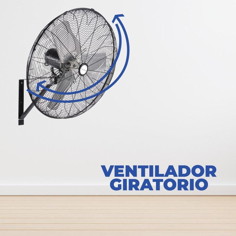 Narvik Ventilador de Pared Industrial de 30 Pulgadas, 3 aspas metálicas, 3 velocidades con Control de Cadena, Oscilatorio - LuzDeco