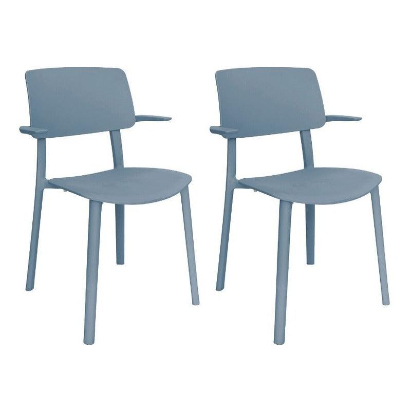 Offiho Set de 2 Sillas de Comedor Durables con Descansabrazos Para Exterior e Interior con Protección UV, Modelo Kin OHV136 - LuzDeco