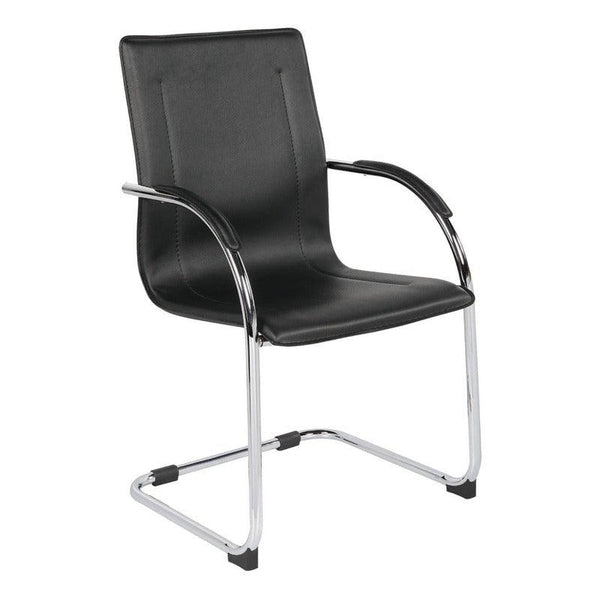 Offiho Set de 2 Sillas de Oficina Modernas Tipo Piel con Terminados en Cromo con Descansabrazos para Visitas, Modelo Calea OHV54 - LuzDeco