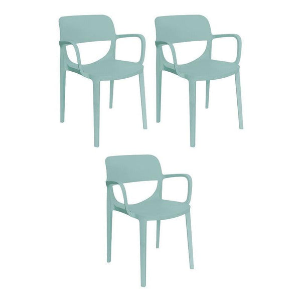 Offiho Set de 3 Sillas de Comedor Durables con Descansabrazos Para Exterior e Interior con Protección UV, Modelo Air OHV134 - LuzDeco