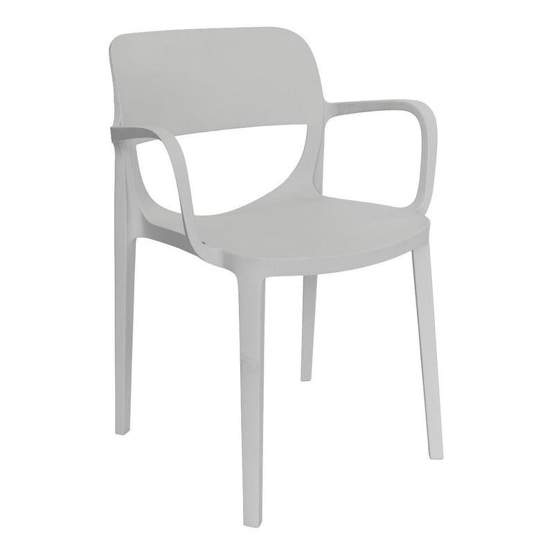 Offiho Set de 3 Sillas de Comedor Durables con Descansabrazos Para Exterior e Interior con Protección UV, Modelo Air OHV134 - LuzDeco
