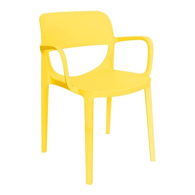 Offiho Set de 3 Sillas de Comedor Durables con Descansabrazos Para Exterior e Interior con Protección UV, Modelo Air OHV134 - LuzDeco