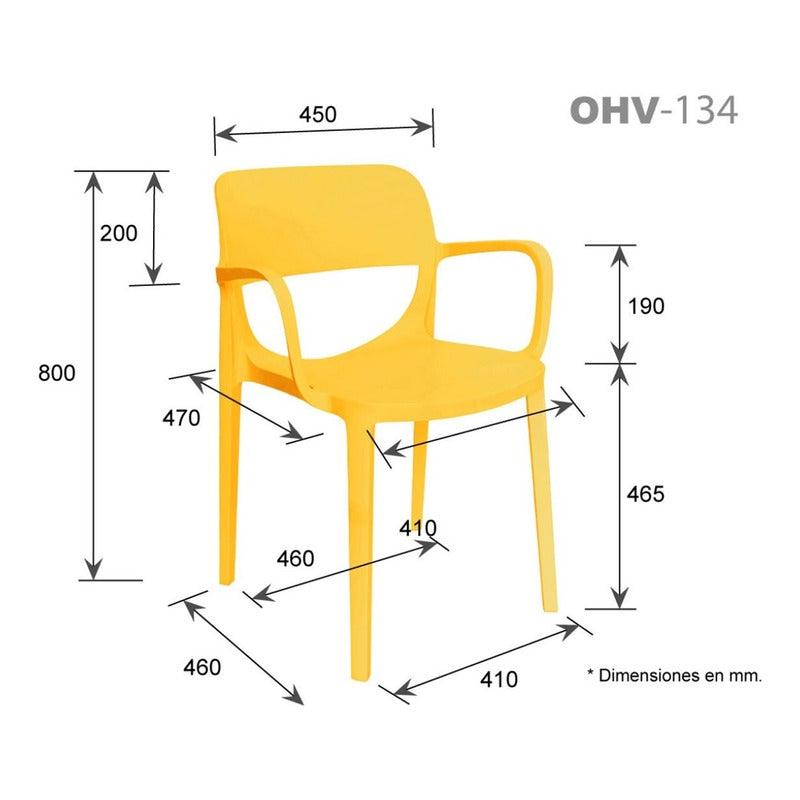 Offiho Set de 3 Sillas de Comedor Durables con Descansabrazos Para Exterior e Interior con Protección UV, Modelo Air OHV134 - LuzDeco