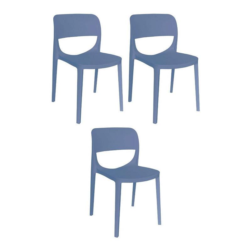 Offiho Set de 3 Sillas de Comedor Durables Para Exterior e Interior con Protección UV, Modelo Air OHV133 - LuzDeco