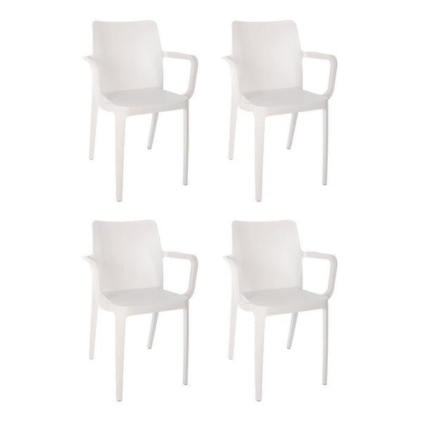 Offiho Set de 4 Sillas de Comedor Durables con Descansabrazos Para Exterior e Interior con Protección UV, Modelo Solei OHV60 - LuzDeco