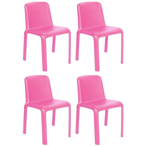 Offiho Set de 4 Sillas Infantiles para Kinder Durables para Exterior e Interior con Protección UV, Modelo OHV67 Bimba