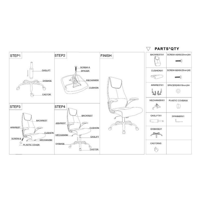 Offiho Silla De Escritorio Ergonómica Reclinable con Altura Ajustable con Tapiz Mesh, Modelo Arezzo - LuzDeco