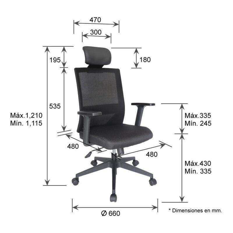 Offiho Silla de Oficina Ergonómica Reclinable con Altura Ajustable, Modelo OHE65 Bosse - LuzDeco