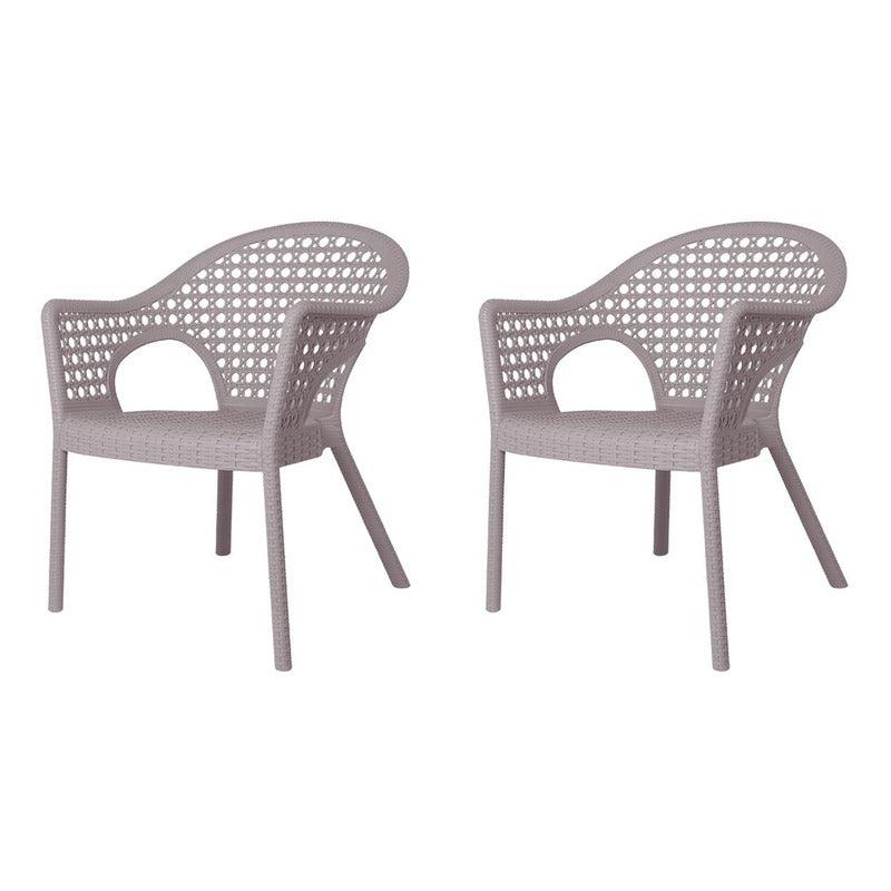 Set de 2 Sillas de Comedor Tipo Ratán Con Descansabrazos para Exterior e Interior con Protección Solar UV, Modelo Iris 7029 - LuzDeco